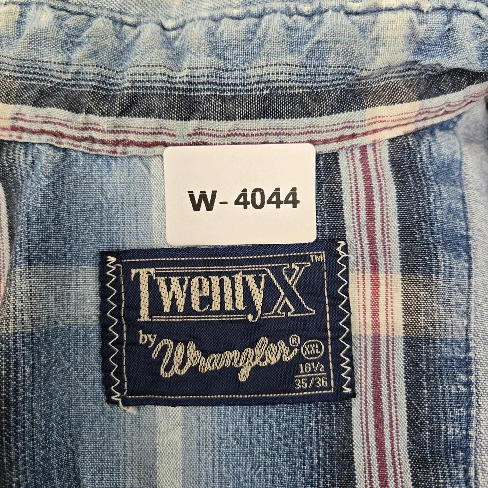 Wrangler Men Button Up Shirt 2XL Light Blue Denim Western READ